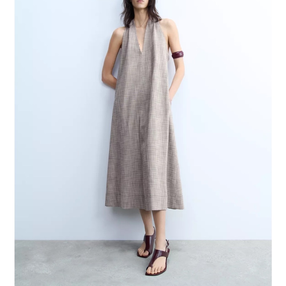 Zara Beige Halter Dress